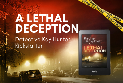 Kickstarter featured image for A Lethal Deception campaign with book cover and crime scene tape